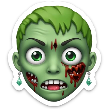 Create a zombie emoji with diamond earring sticker