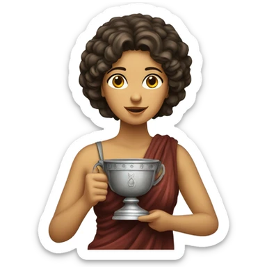 Greek Sappho holds the winner's cup in her hand sticker
