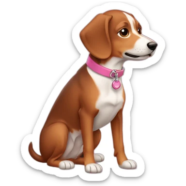 Perro salchicha de color marron entero con collar rosa y en su dije que diga “Luli” sticker