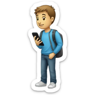 Jeune Homme regardant son téléphone sticker