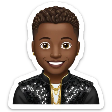 Dalvin Mr. Dalvin DeGrate from Jodeci/K-Ci & JoJo with dark brown, black sequin outfit sticker