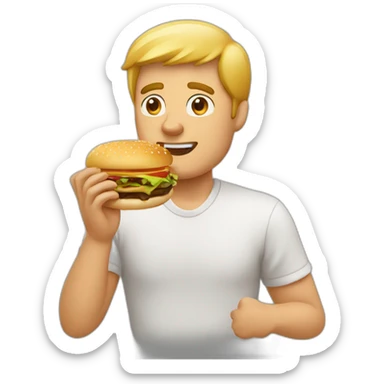 man eating a hamburguer sticker