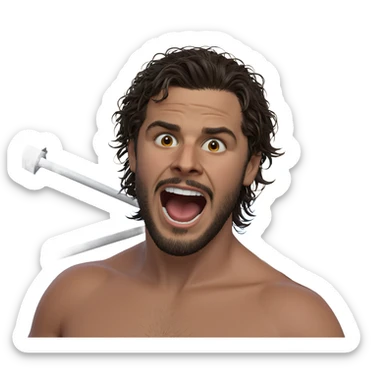 boy with umbrella and beard sticker