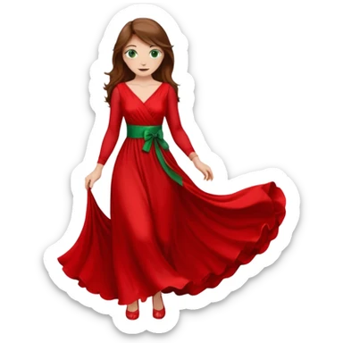 Handmaid woman with brown hair and green eyes. Wearing all red sticker