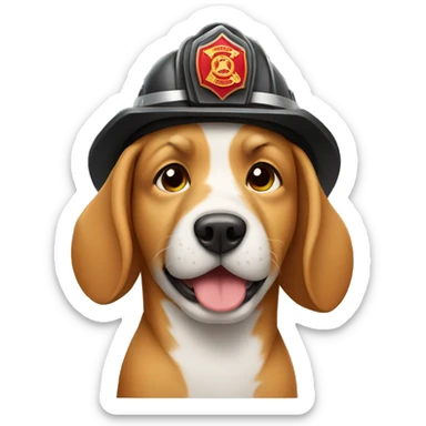 Dog in firefighter hat sticker