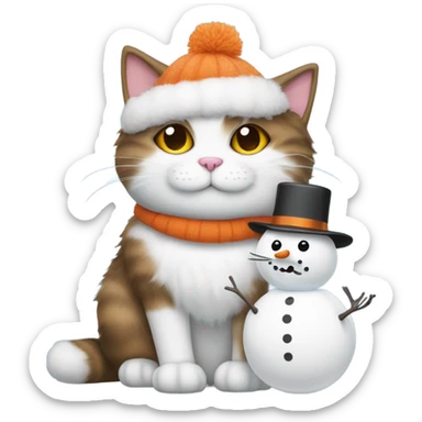 Cat amd snowman sticker