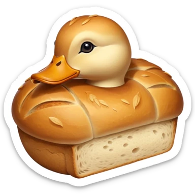 artisan bread that resembles a duck, crusty bread texture sticker