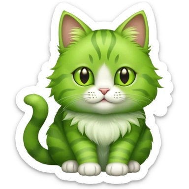 green cat with lime colored paws sticker