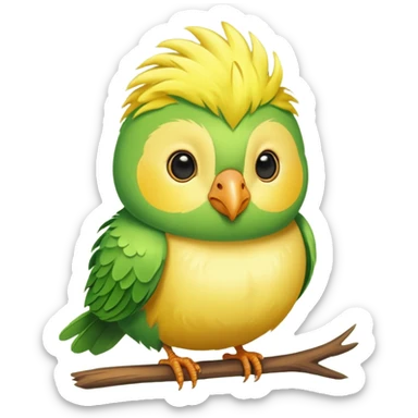 A love bird with just color green and his head yellow sticker
