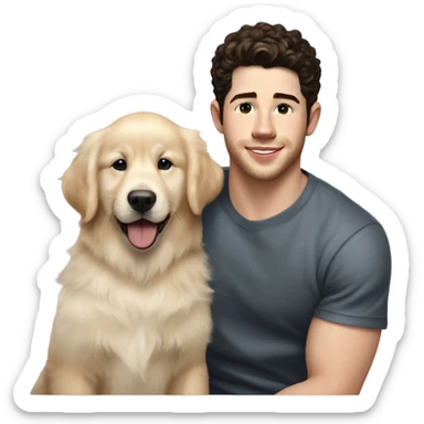 Nick Jonas and English cream golden retriever puppy  sticker