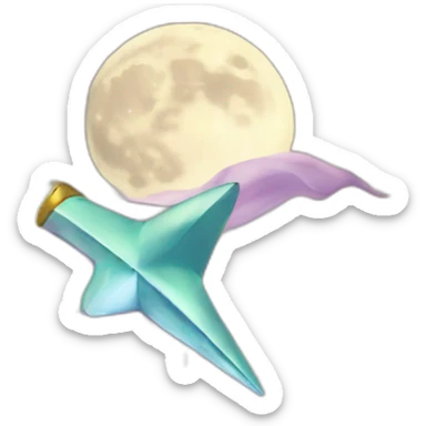 Shooting star with the moon sticker