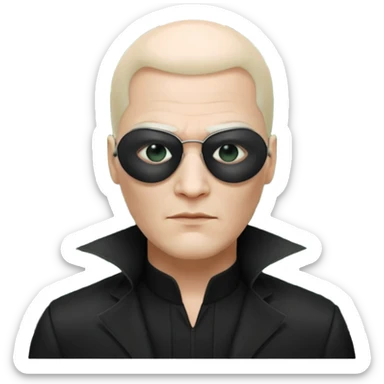 This man dressed like Morpheus in the Matrix but keep his skin colour white sticker