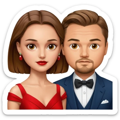 leonardo di caprio and Natalie Portman in a red dress sticker