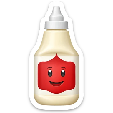 una bustina monoporzione di maionese e una ketchup da 10 ml nella stessa emoji sticker
