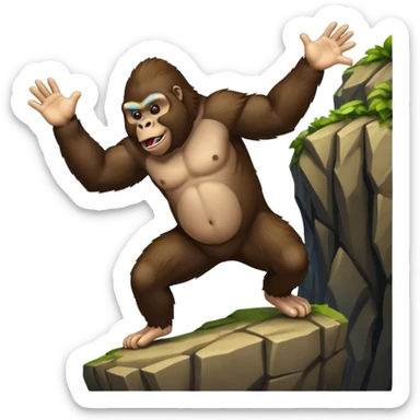 gorilla jumping off a cliff sticker