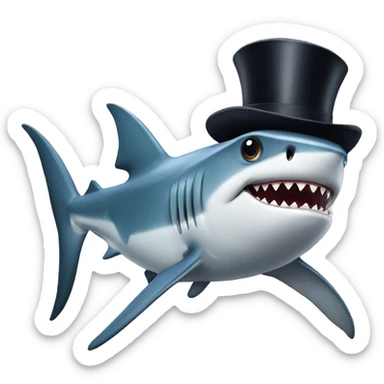 Shark with a top hat sticker