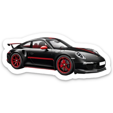 Black Porsche 911 with red details sticker