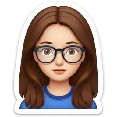 Girl with glasses and long brown hair sticker