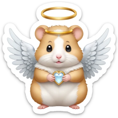Hamster with angel wings and a halo sticker