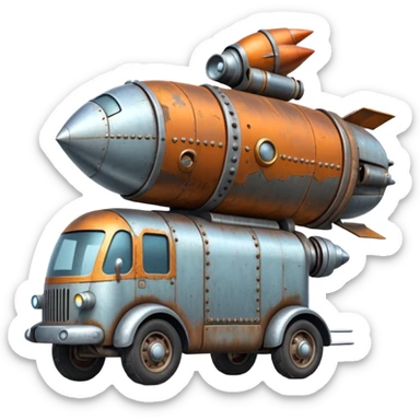 WW1-era Flintstones futuristic rocket-powered tall robot moving van sticker