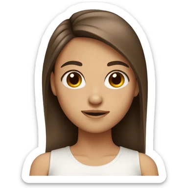 Girl with straight brown hair brown eyes sticker