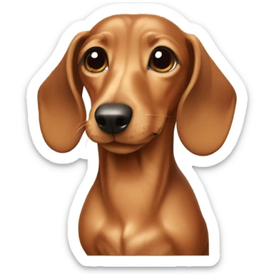 Mini light brown dachshund with a brown nose sticker