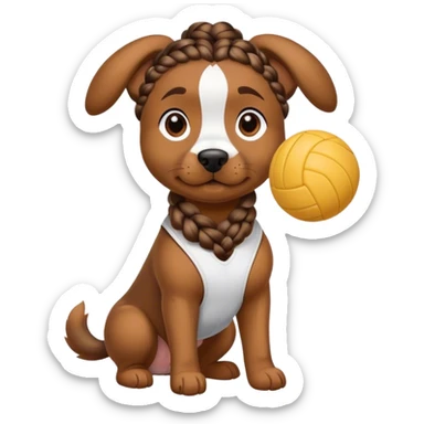 A cute dog volleyball player with a bubble braid in its hair sticker