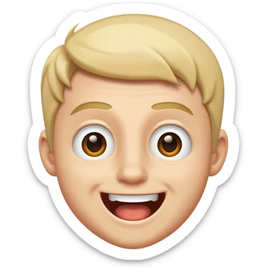 Simon from Sprunki, phase 2, showing excitement, clear facial features emoji style sticker