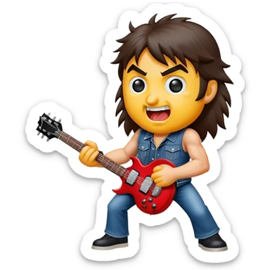 Cinematic Realistic AC/DC Pop Culture Emoji, showcasing an electrifying portrayal inspired by the legendary rock band rendered with vivid textures and energetic lighting. sticker