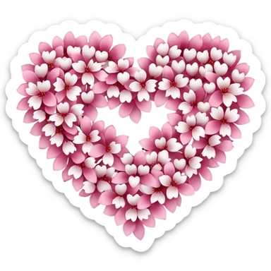  sakura heart, heart made of white sakura petals with pink accents, remove background sticker