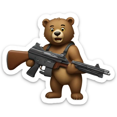 bear holding two guns and fires sticker