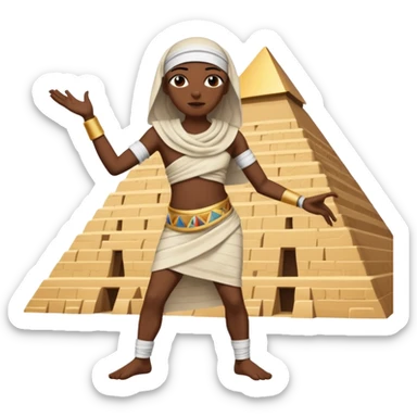 mummy dancing in front of Egyptian pyramid sticker