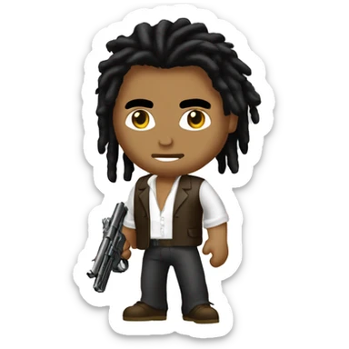 Tony Montana With His Skin Color Brown and he got dreads with a tommy gun sticker