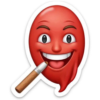 A stoned emoji face holding a blunt  sticker
