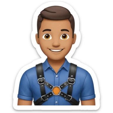 gay man in a harness, smiling sticker