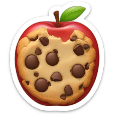 red apple and a chocolate chip cookie sticker