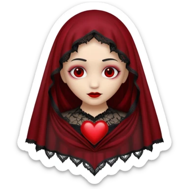 realistic gothic heart with a black veil sticker