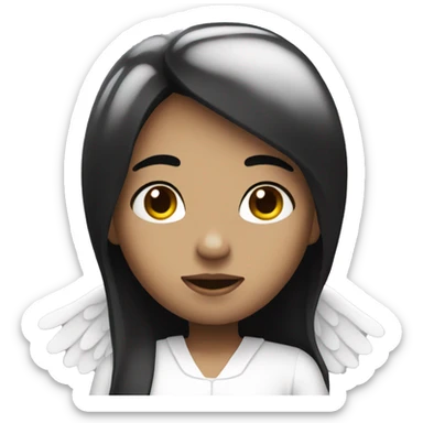 An angel with white skin and black hair sticker