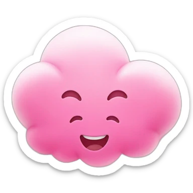 Pink Valentine cloud with hearts and happy face sticker