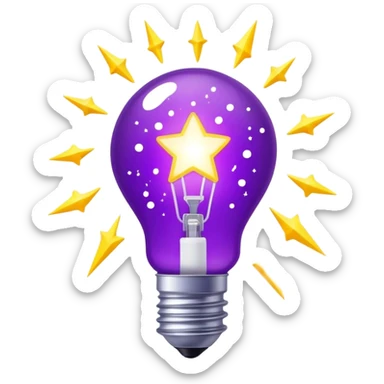 The bulb is a bright purple color, and inside it is electricity, snow with lots of stars. sticker