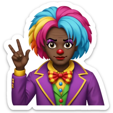 pessoa morena de cabelo preto com maquiagem de palhaço fazendo 👎 sticker