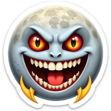 moon with vampire fangs sticker