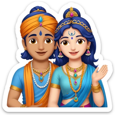 joyful and loving Krishna and Radhe sticker