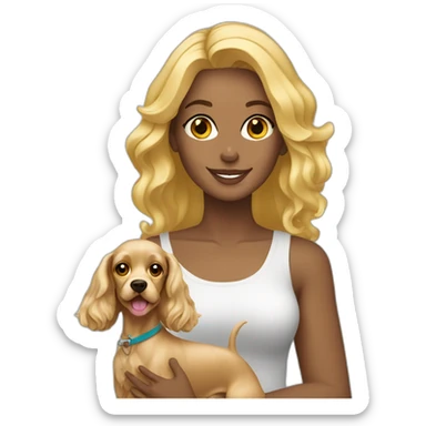 Blond brazilian woman with a cocker spaniel sticker