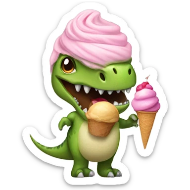 Dinosaur wearing a tutu and holding an ice cream sticker