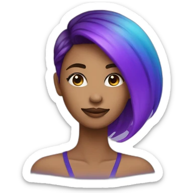 Woman with blue and purple ombre hait sticker