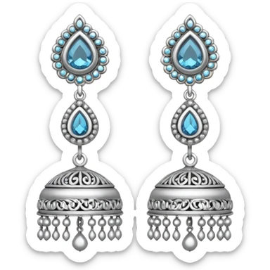 Jhumka silver colour sticker