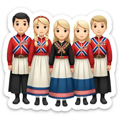 norway 17th of may national day celebration people in traditional bunad sticker