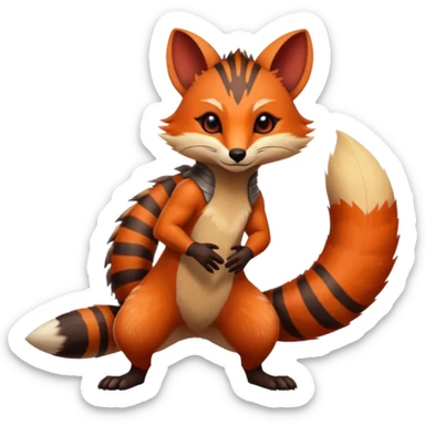Fiery Wicked Cool Hot Edgy Badass Genet-Numbat-Fox-Vernid-fusion-hybrid-creature sticker