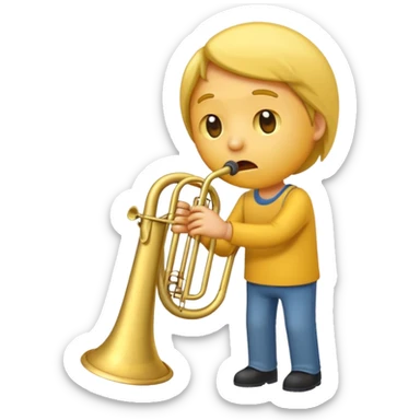 Emoji triste tocando el trombón sticker